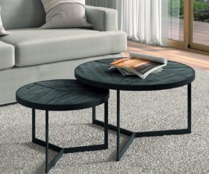 TABLE BASSE 'LAVEU' SET DE 2 BOIS DE MANGUIER NOIR