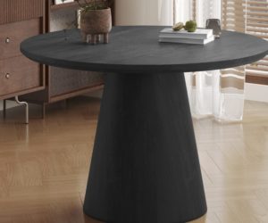 TABLE 'MIKLOS' 120 CM RONDE DÉCOR BRUN FONCÉ