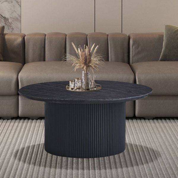 TABLE BASSE 'LAGOS' 80 CM RONDE DÉCOR BRUN FONCÉ
