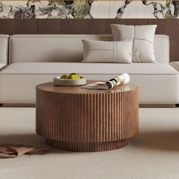 TABLE BASSE 'VICTOR' BOIS DE MANGUIER BRUN CLAIR