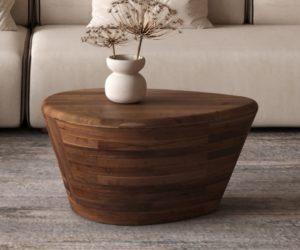 TABLE BASSE 'MATTEO' BOIS DE MANGUIER BRUN CLAIR