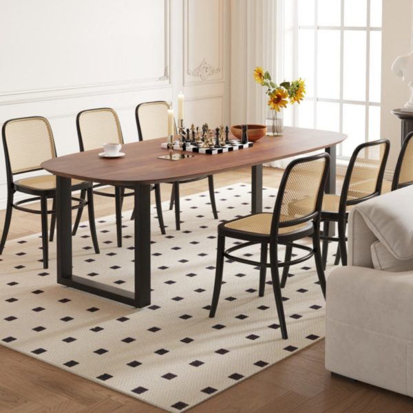 TABLE 'TOMMY' 220X100 CM OVALE DANOISE U-PIED BOIS DE MANGUIER BRUN