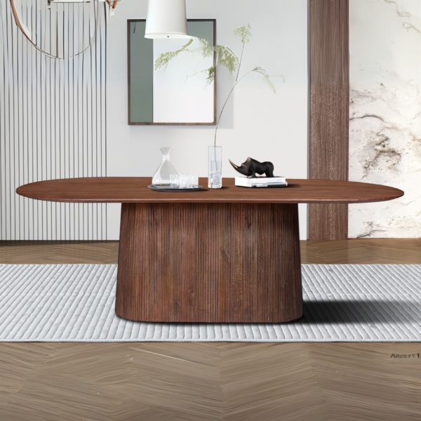 TABLE 'MIGUEL' 230 CM OVALE BOIS DE MANGUIER BRUN CLAIR