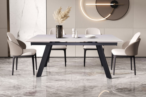 TABLE EXTENSIBLE 'HERA' 160-240 CM RECTANGULAIRE PIERRE BLANC