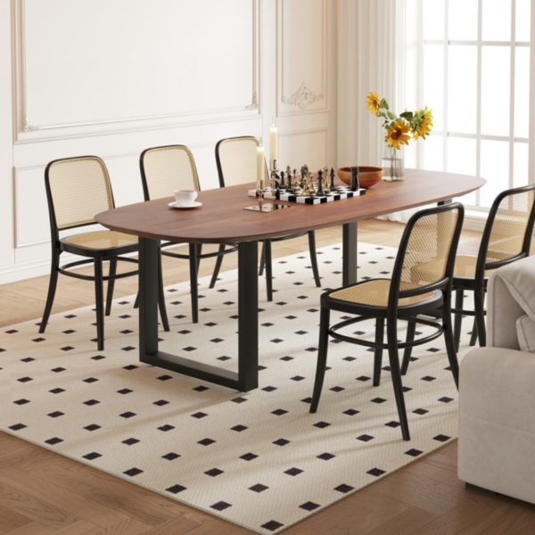 TABLE 'TOMMY' 220X100 CM OVALE DANOISE U-PIED BOIS DE MANGUIER BRUN – Image 2
