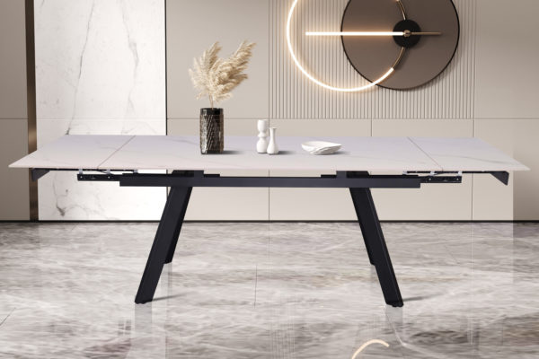 TABLE EXTENSIBLE 'HERA' 160-240 CM RECTANGULAIRE PIERRE BLANC – Image 2