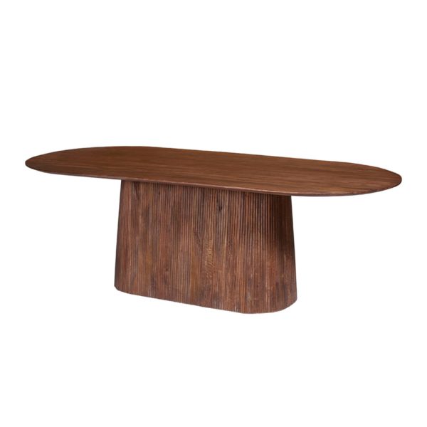 TABLE 'MIGUEL' 230 CM OVALE BOIS DE MANGUIER BRUN CLAIR – Image 3