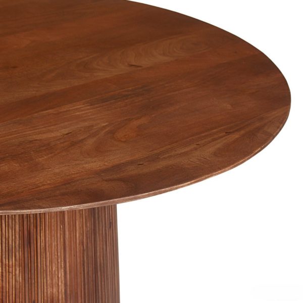TABLE 'MIGUEL' 130 CM BOIS DE MANGUIER RONDE BRUN CLAIR – Image 3