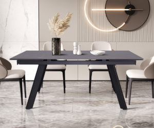 TABLE EXTENSIBLE 'HERA' 160-240 CM RECTANGULAIRE PIERRE NOIR