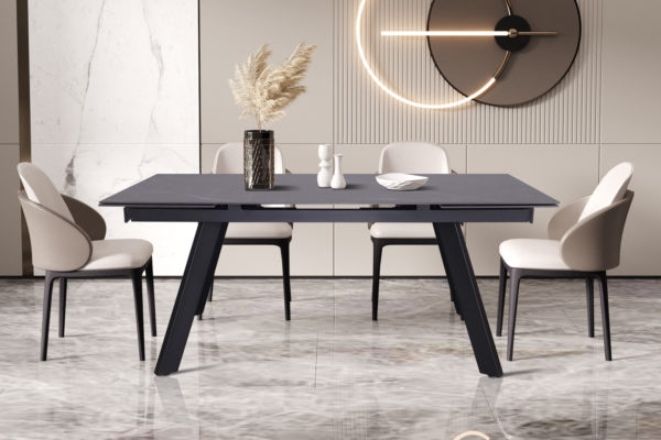 TABLE EXTENSIBLE 'HERA' 160-240 CM RECTANGULAIRE PIERRE NOIR