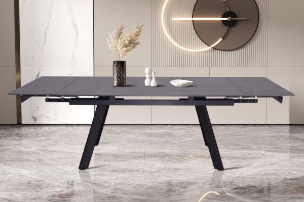 TABLE EXTENSIBLE 'HERA' 160-240 CM RECTANGULAIRE PIERRE NOIR – Image 2