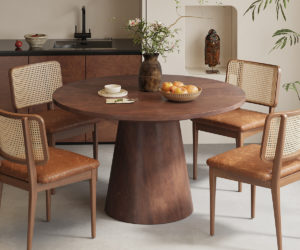 Table 'Tommy' 130 cm Ronde Bois de Manguier Brun