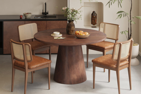 Table 'Tommy' 130 cm Ronde Bois de Manguier Brun