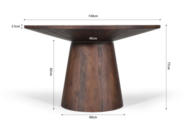 Table 'Tommy' 130 cm Ronde Bois de Manguier Brun – Image 8