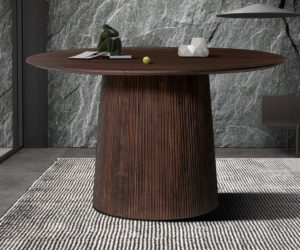 Table 'Miguel' 130 cm Bois de manguier Ronde Brun foncé