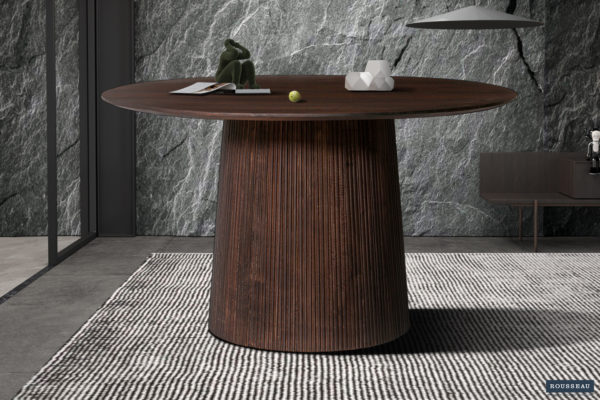 Table 'Miguel' 130 cm Bois de manguier Ronde Brun foncé