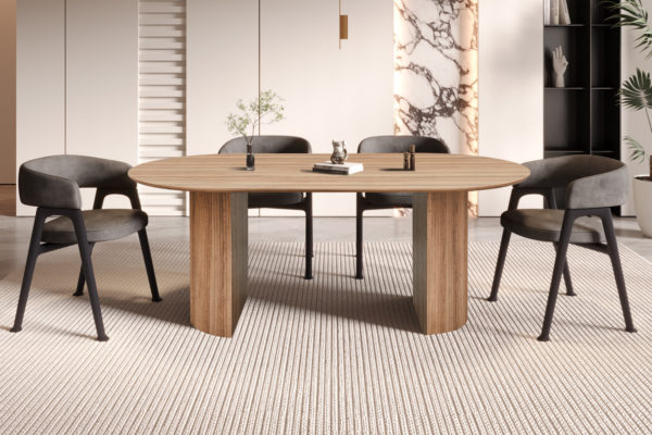 Table 'Lagos' 200 cm Ovale Décor Chêne Vieilli
