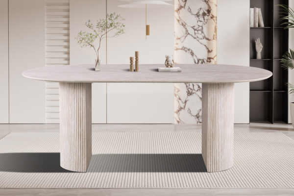 Table 'Lagos' 200 cm Ovale Décor Travertin Beige – Image 2