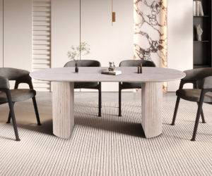 Table 'Lagos' 200 cm Ovale Décor Travertin Beige