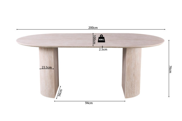 Table 'Lagos' 200 cm Ovale Décor Travertin Beige – Image 8