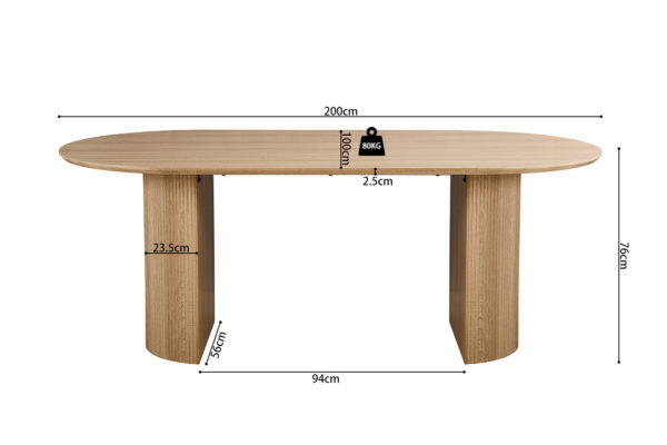 Table 'Lagos' 200 cm Ovale Décor Chêne Naturel – Image 7