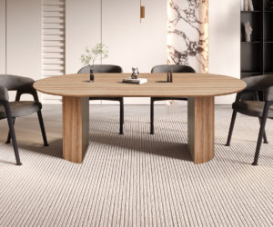 Table 'Lagos' 220 cm Ovale Décor Chêne Vieilli