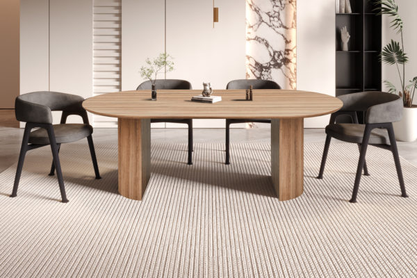 Table 'Lagos' 220 cm Ovale Décor Chêne Vieilli