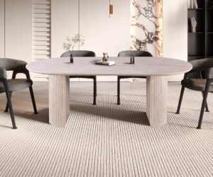 Table 'Lagos' 220 cm Ovale Décor Travertin Beige