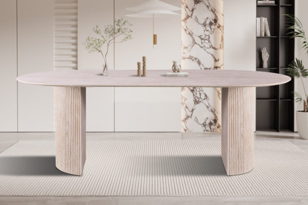 Table 'Lagos' 220 cm Ovale Décor Travertin Beige – Image 2
