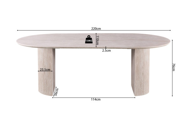 Table 'Lagos' 220 cm Ovale Décor Travertin Beige – Image 8