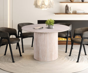 Table 'Lagos' 120 cm Ronde Décor Travertin Beige