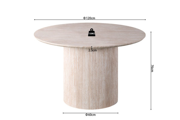 Table 'Lagos' 120 cm Ronde Décor Travertin Beige – Image 7