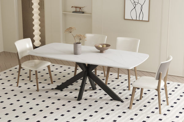 Table 'Apollo' 180 cm Ovale Danoise Pierre Blanc