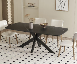 Table 'Apollo' 180 cm Ovale Danoise Pierre Noir