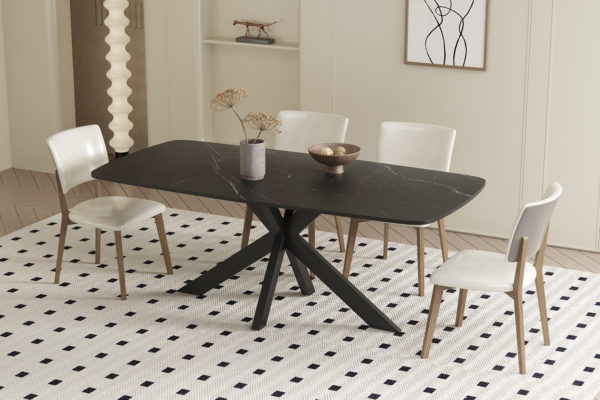 Table 'Apollo' 180 cm Ovale Danoise Pierre Noir