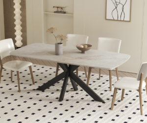 Table 'Apollo' 180 cm Ovale Danoise Pierre Brillant Shakespear Beige
