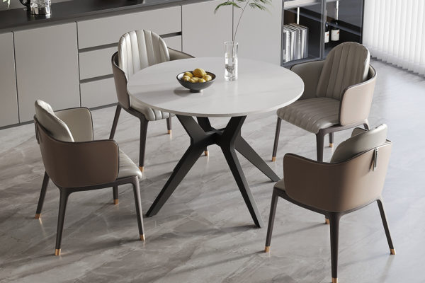 Table 'Apollo' 110 cm Pierre Brillante Ronde Snow Blanc