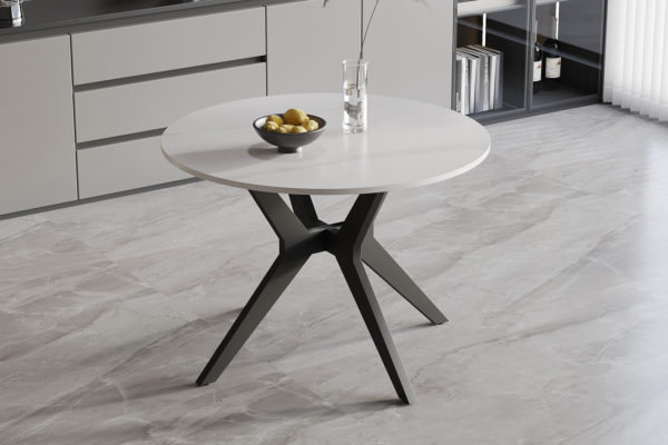 Table 'Apollo' 110 cm Pierre Brillante Ronde Snow Blanc – Image 3