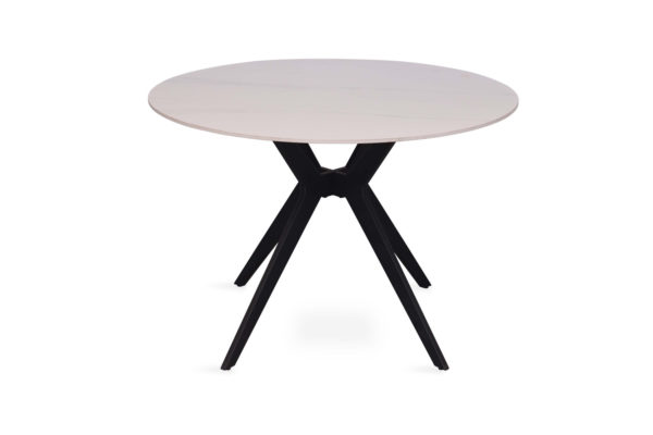 Table 'Apollo' 110 cm Pierre Brillante Ronde Snow Blanc – Image 4