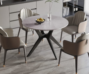 Table 'Apollo' 110 cm Pierre Brillante Ronde Italian Gris