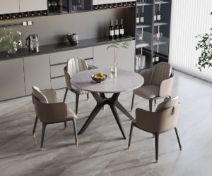 Alternative view of Table 'Apollo' 110 cm Pierre Brillante Ronde Italian Gris