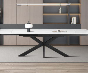 Table extensible 'Ares' 160-240 cm Ovale Danoise Pierre Blanc