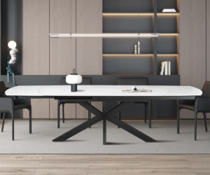 Alternative view of Table extensible 'Ares' 160-240 cm Ovale Danoise Pierre Blanc