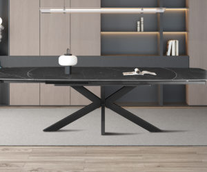 Table extensible 'Ares' 160-240 cm Ovale Danoise Pierre Noir