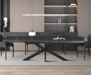 Alternative view of Table extensible 'Ares' 160-240 cm Ovale Danoise Pierre Noir