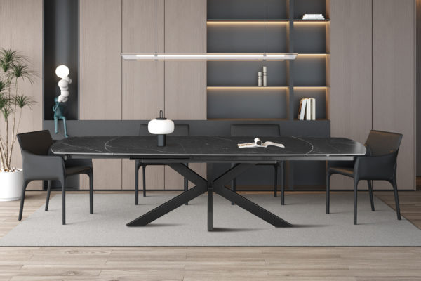 Table extensible 'Ares' 160-240 cm Ovale Danoise Pierre Noir – Image 2