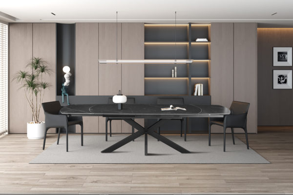 Table extensible 'Ares' 160-240 cm Ovale Danoise Pierre Noir – Image 3