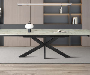 Table extensible 'Ares' 160-240 cm Ovale Danoise Brillant Pierre Beige