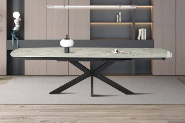Table extensible 'Ares' 160-240 cm Ovale Danoise Brillant Pierre Beige