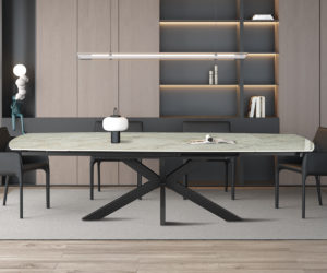 Alternative view of Table extensible 'Ares' 160-240 cm Ovale Danoise Brillant Pierre Beige